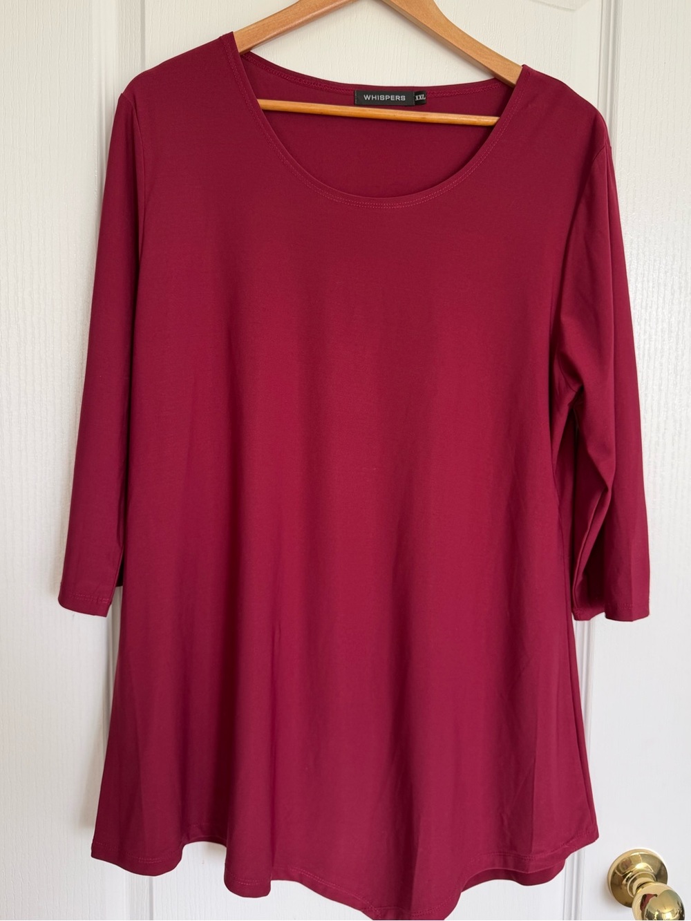 Whispera Women's Scoop Neck Asymmetrical Tunic in Burgundy Berry